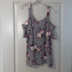 Floral Top with Shoulder Cut Outs